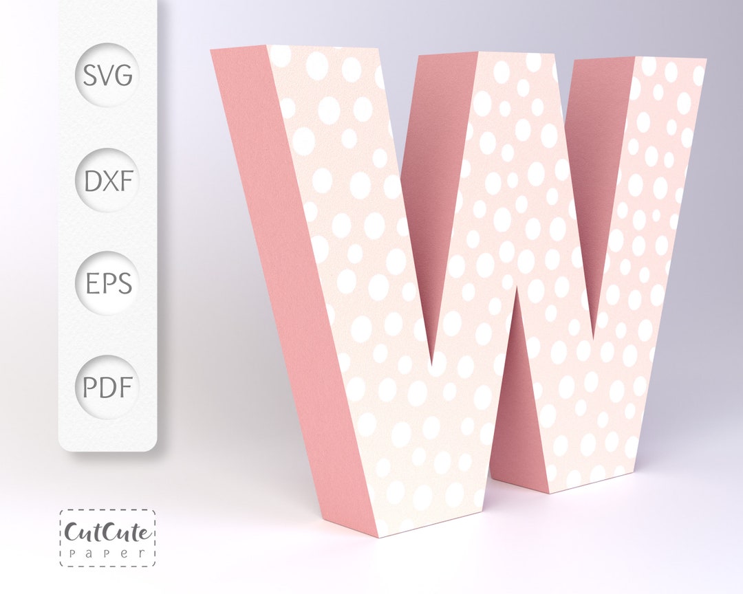 3D Letter W SVG Template, Cardstock Letter SVG for Cricut and ...