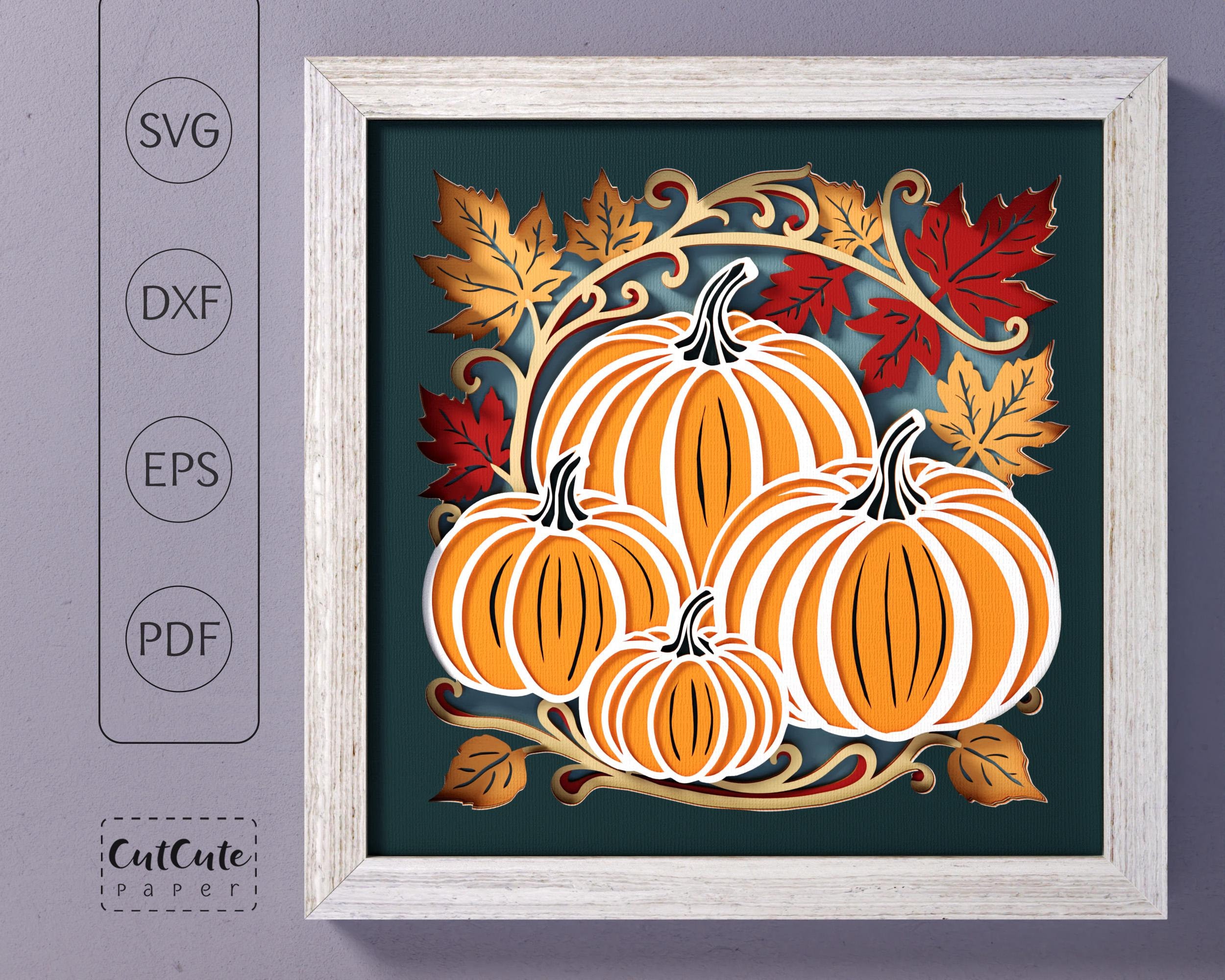 Pumpkin Shadow Box SVG: Layered Paper Cut, Autumn Decor (Digital Files)