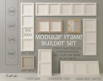 Modular Shadow Box Frame 5X5 inch SVG Templates, Cricut Silhouette (PDF Tutorial, Video)