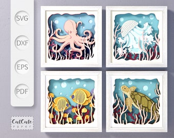 3D オーシャン シャドー ボックス、シー ライフ シャドー ボックス