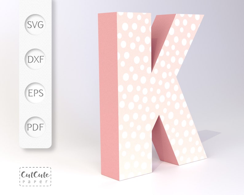 3D Letter K SVG Template Cardstock Letter SVG for Cricut and Etsy