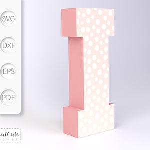 3D Letter I SVG-sjabloon, Cardstock Letter SVG voor Cricut en Silhouette Cameo, Verjaardagsbrieven, geen scoretool nodig, PDF-tutorial