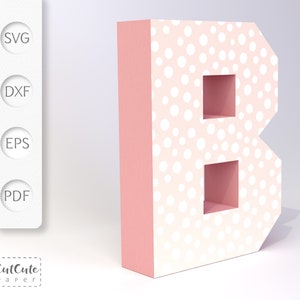 3D Letter B SVG-sjabloon, Cardstock Letter SVG voor Cricut en Silhouette Cameo, Verjaardagsbrieven, geen scoretool nodig, PDF-tutorial