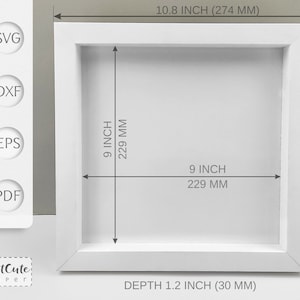 Shadow Box Frame 9x9 Inch SVG Template With and Without Scoring