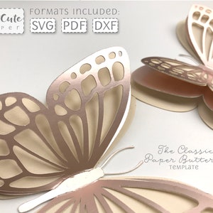 Fichier de coupe SVG papillon papier classique pour Cricut, fichier Silhouette Cameo Cut, fichier découpé au Laser. Décoration de fête papillon 3D décoration murale bricolage