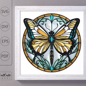 Modèle de boîte en vitrail papillon SVG, Shadowbox 3D SVG papillon, projet de papier stratifié pour Cricut, décoration murale Art nouveau bricolage
