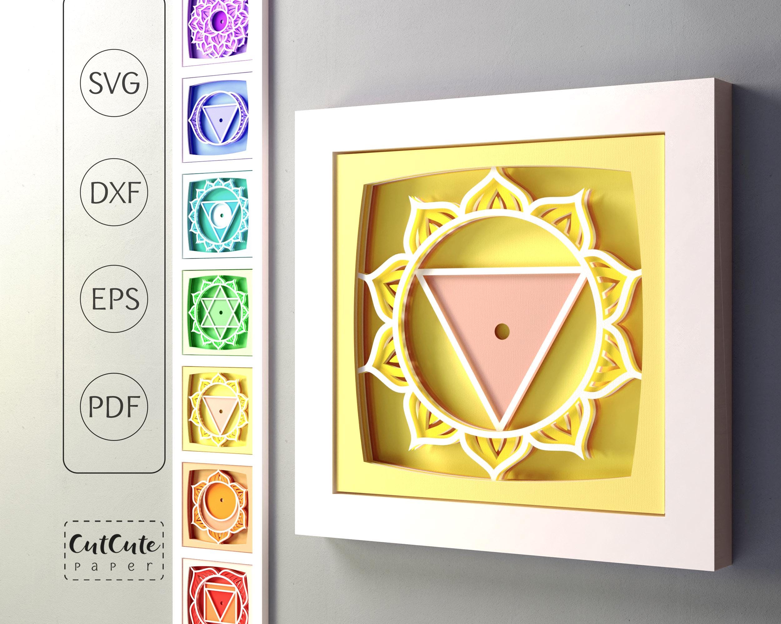 Chakra Shadow Chakra Symbols Shadow Box SVG: 3D Cut Files (4x4 Inch, Bundle, Modular ...