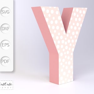 Modèle 3D Lettre Y SVG, Cardstock Lettre SVG pour Cricut et Silhouette Cameo, Lettres d'anniversaire, aucun outil de notation nécessaire, Tutoriel PDF