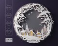 3D Christmas Wreath SVG: Layered Cardstock Winter Village (Digital Download)