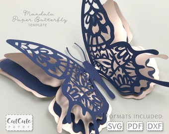 Mandala Butterfly SVG Cut File for Cricut, 3D Butterfly Party Decoration DIY, Butterfly backdrop, Glowforge Laser cut file, Cameo Cut file