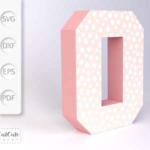 Plantilla 3D Letter O SVG, Cardstock Letter SVG para Cricut y Silhouette Cameo, Cartas de cumpleaños, no se necesita herramienta de puntuación, Tutorial en PDF