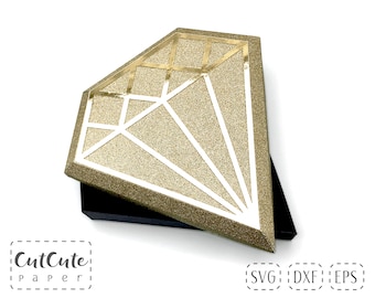 Diamond box SVG Template for Cricut and SIlhouette, DIY gift box cut files