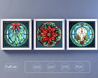 Christmas Festive Greenery Shadow Box SVG Bundle: DIY Papercraft Décor