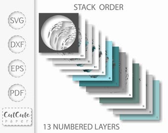 冬の風景シャドーボックス SVG バンドル: 雪に覆われた木々、滝 (3