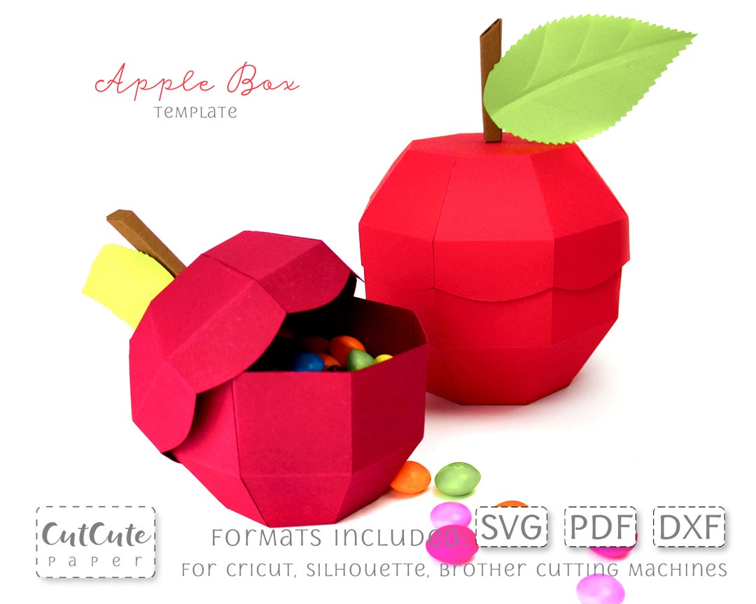 3D Apple Box Template SVG: Scalloped Lid Favor Box (PDF, DXF) - Etsy