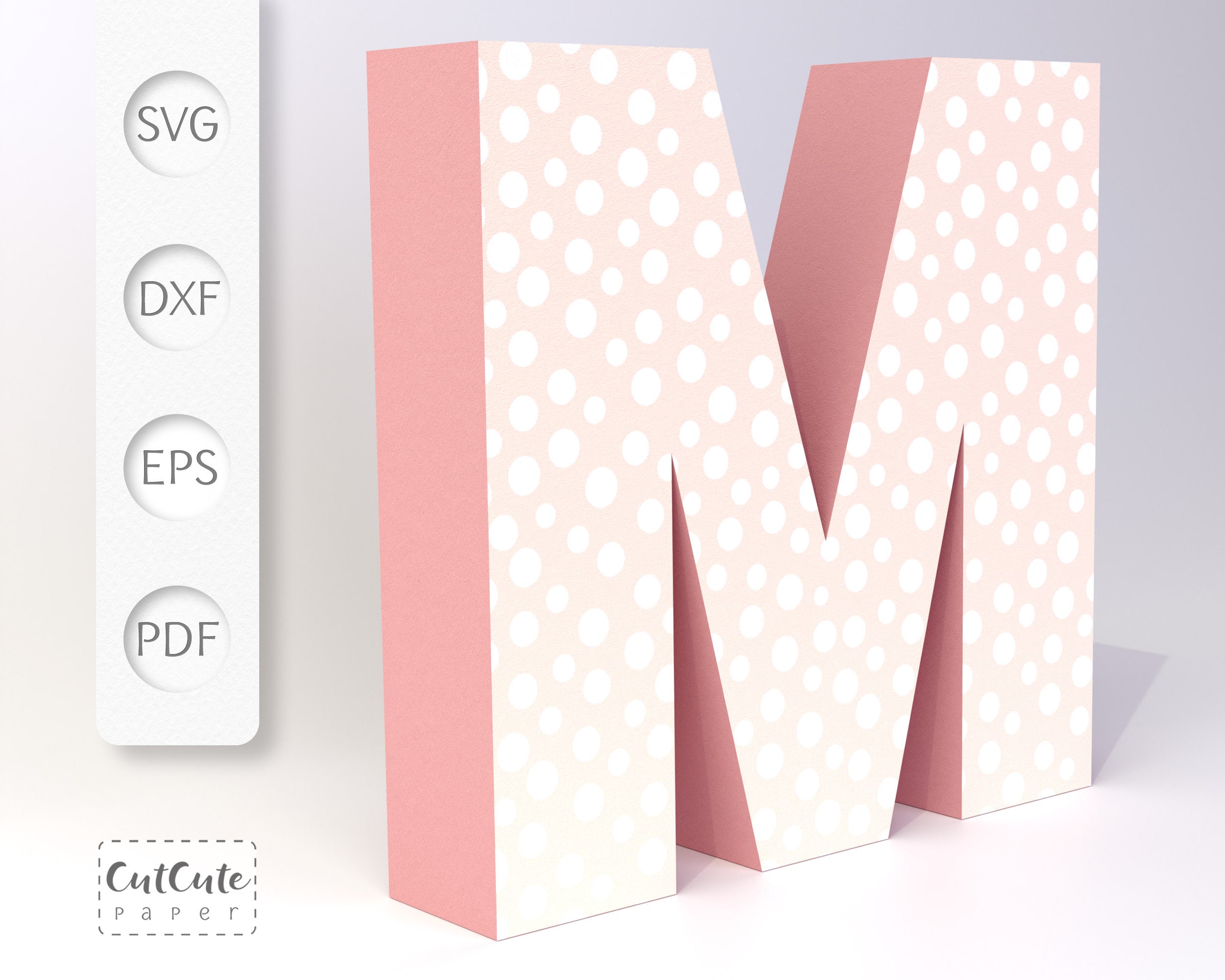3D Letter M SVG Template Cardstock Letter SVG for Cricut and Etsy UK