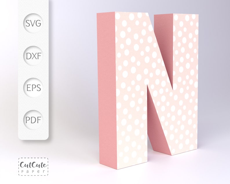 3D Letter N SVG Template Cardstock Letter SVG for Cricut and Etsy