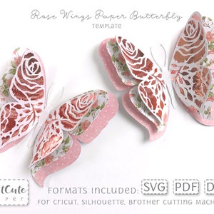 3D Paper Butterfly SVG, Cut File for SIlhouette Cameo, Cricut and other cutting machines. Laser cut file. Paper Butterflies template