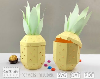 3D Pineapple Favor Box Template: Luau Party Lantern (SVG, PDF, DXF)