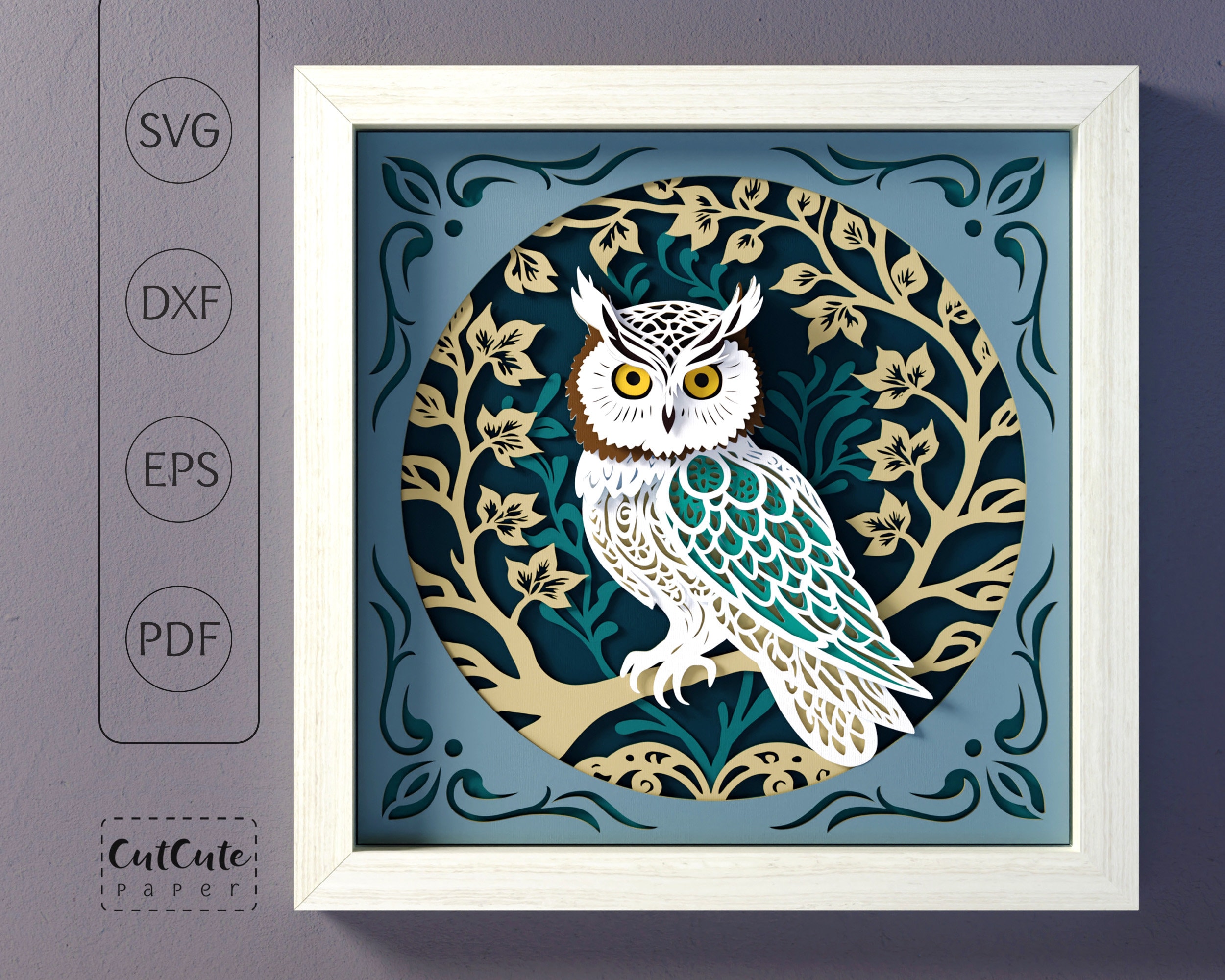 Owl Shadow Box SVG Template: 3D Layered Paper Cut (Digital Download)