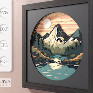 Mountain Shadow Box SVG Template