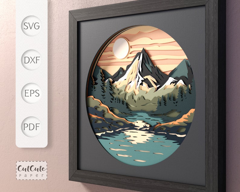 Mountain Shadow Box SVG Template