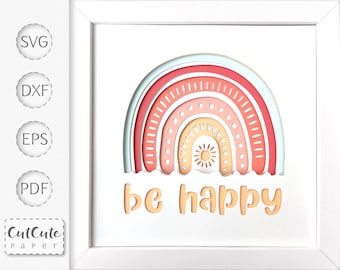 Rainbow Shadow Box SVG Template: 3D Layered Paper Cut File (Digital Download)