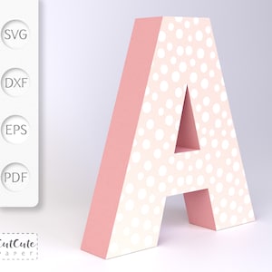 Modello 3D Lettera A SVG, Cartoncino Lettera SVG per Cricut e Silhouette Cameo, Lettere di compleanno, nessuno strumento di punteggio necessario, Tutorial PDF