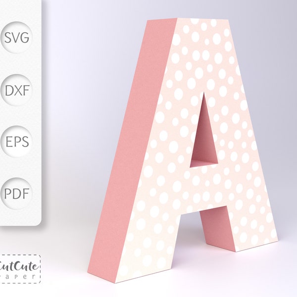 3D Letter A SVG template, Cardstock Letter SVG for Cricut and Silhouette Cameo, Birthday Letters, no scoring tool needed, PDF Tutorial