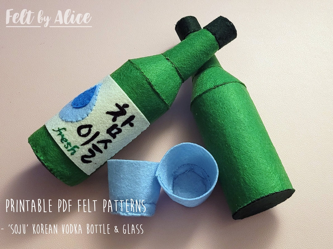 Buttle Pattern Felt Soju Drink Bottle Pattern Download, Digital Downloadable Food ...