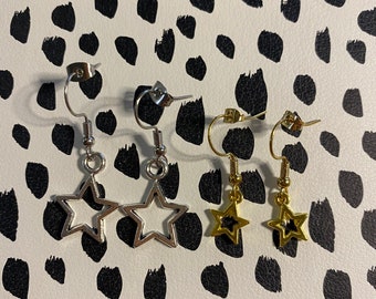 Boucles d’oreilles trendy Gold and Silver Star Dangling et Huggie