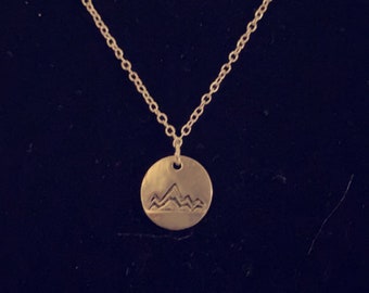 Silver Mountain Charm Pendant Necklace| camping| mountains|hiking| necklaces|jewelry|metal stamped jewelry