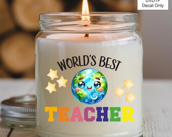 UVDTF Worlds Best Teacher decal Sticker, Black or White Writing