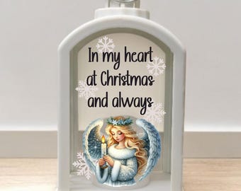 Calcomanía UVDTF, En mi/nuestro corazón en Navidad..., Calcomanía de linterna