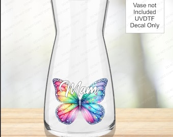 Butterfly UVDTF Decal | Mum Mam Mother Mummy | Rainbow Glass Vase Sticker | 75mm | Mother’s Day Gift