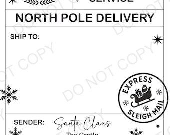 Etiquetas de Papá Noel para imprimir en formato digital, etiquetas de regalo navideñas para impresora térmica, juego de 5 pegatinas festivas de Papá Noel.