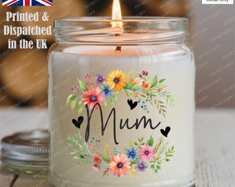 Mum Candle UVDTF Decal Transfer Sticker female relative floral spring flowers