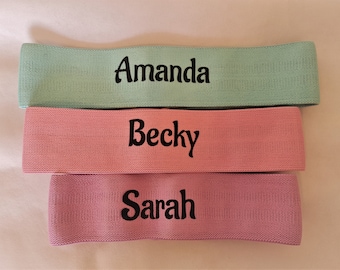 1 x Personalised Fabric Resistance Band, any name, option of S, M & L, Yoga, Workout, Pilates, non slip