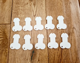 Blank Acrylic Willy Shaped Trolley Token Keyring