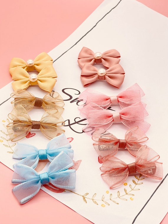 Pair of Hair Clips/ Organza Fabric Hair Clips/ Satin Hair