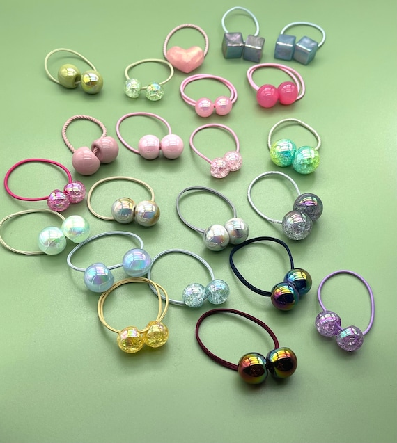 16 Bunte Acryl-Haargummis Mit Kugeln – Elastisch, Haarschonend, Für Mädchen & Frauen
