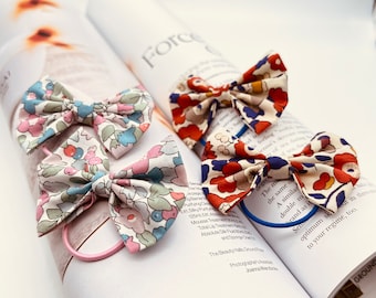 Liberty Fabric Bow Hair Tie Set: Handmade Elastic Bobbles
