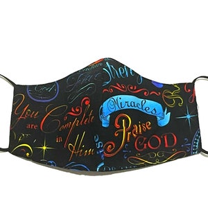 Religious Face Masks with filter pocket, removable nose wire, Christian Face Masks, 3 layer cotton, adjustable ear loops,  Spiritual