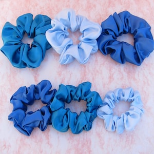 Blue Satin  Scrunchies | Satin Scrunchies | Baby Blue Scrunchies | Gift for her | 2 Sizes Oversized and Regular