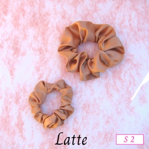 Tan Neutral  Silk Satin Scrunchies , Oversized and Regular Scrunchies, Earth toned Hair Accessories , Neutral Hair Ties, Stocking Stuffers