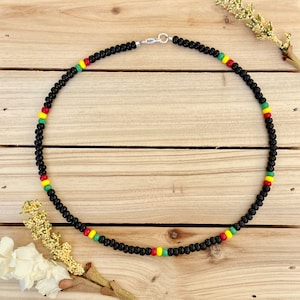 Rasta Style Beaded Choker, Colorful Necklace, Beach Choker, Seed Bead Necklace, Reggae Choker