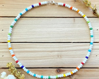 Confetti Beaded Choker, Seed Bead Choker, Beach Choker, Colorful Bead Choker, Rainbow Choker, Seed Bead Necklace, Trendy Choker