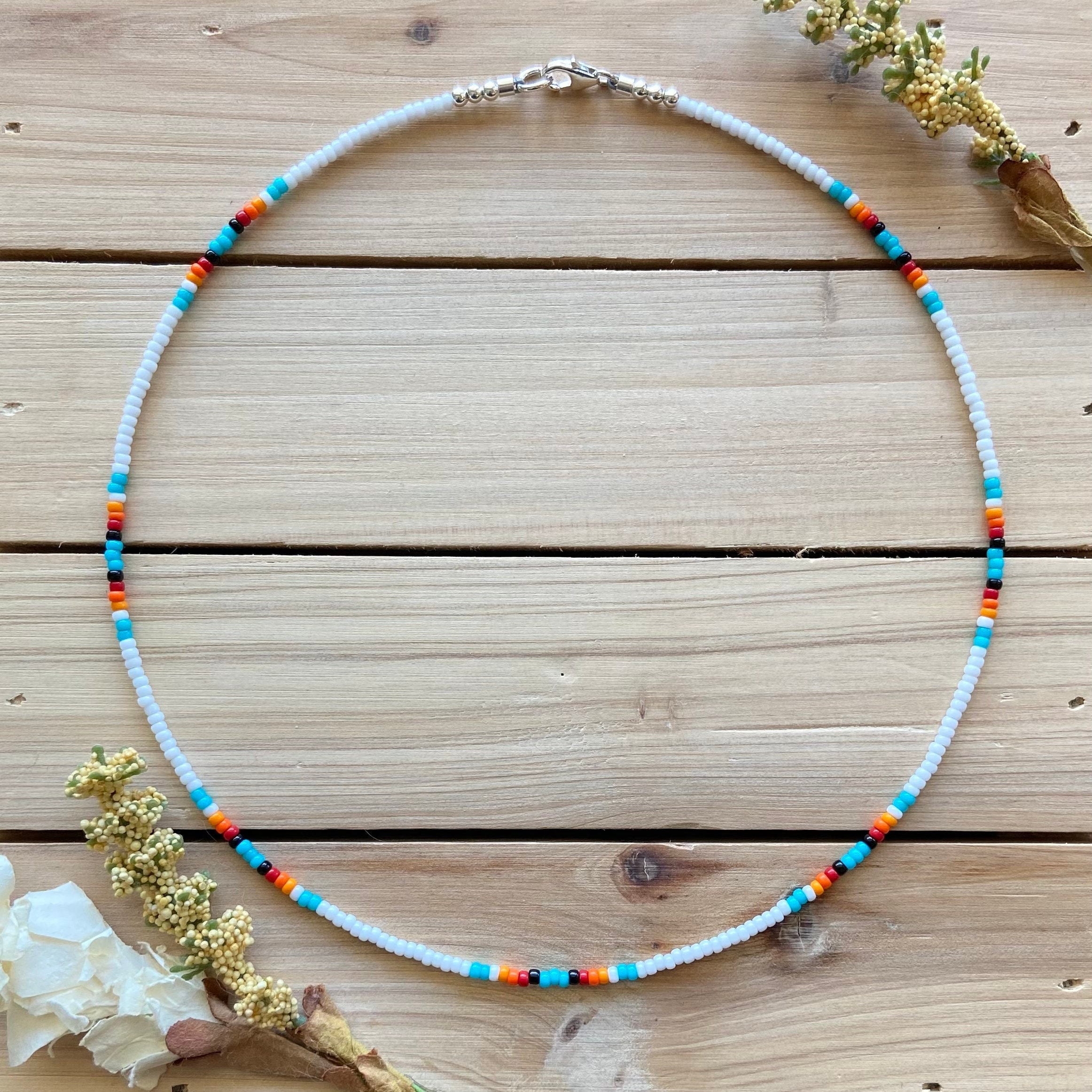Sunrise Dainty Beaded Choker, Seed Bead Choker, Colorful