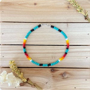 Caribbean Beaded Anklet, Seed Bead Anklet, Beach Anklet, Ankle Bracelet, Boho Anklet, Turquoise Anklet