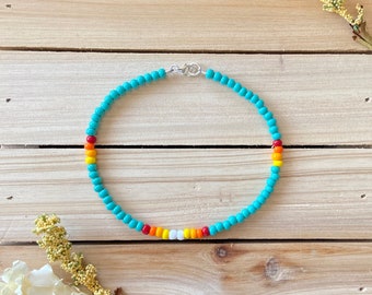 Tobillera con cuentas hawaianas azules, tobillera con cuentas de semillas, tobillera de playa, pulsera de tobillo, tobillera bohemia